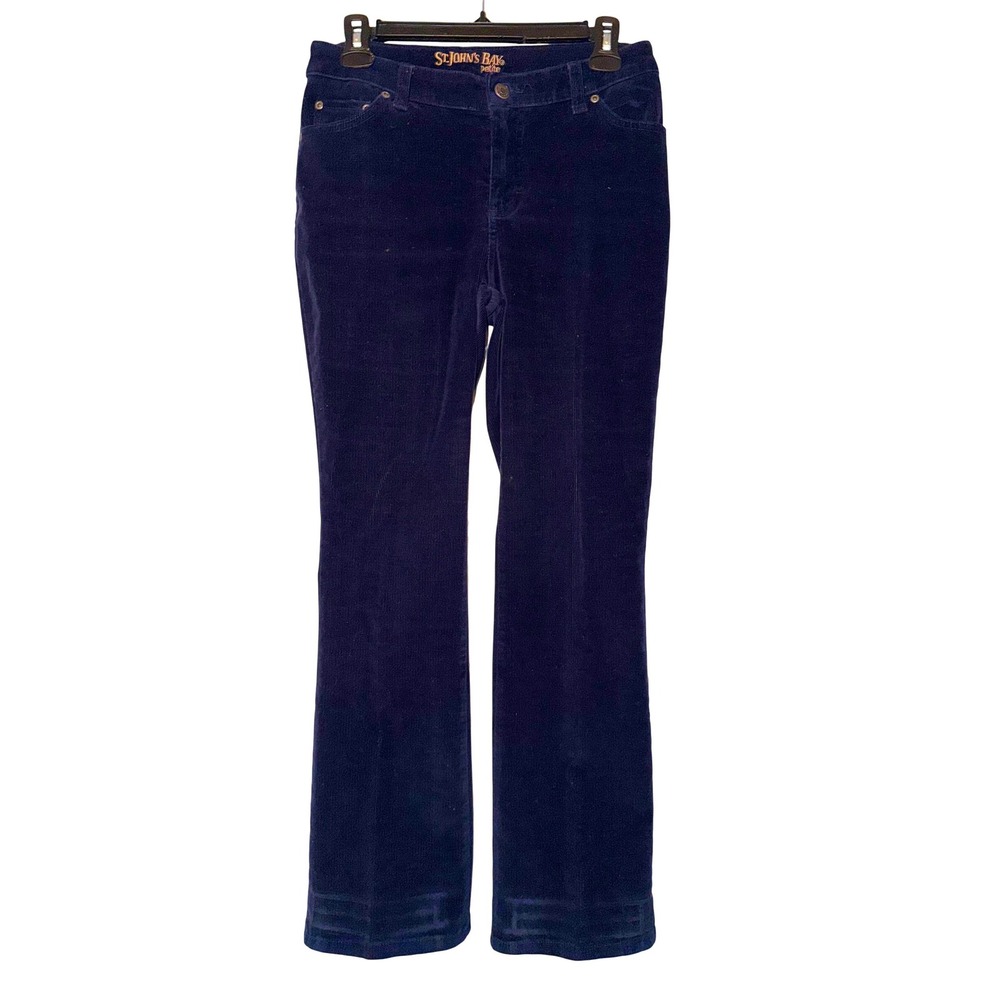 St Johns Bay Petite Boot Cut Corduroy Pants Navy Blue Women's‎ Size 4P
